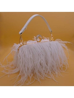 Komii Women Fluffy Ostrich Feather Evening Dress Clutch Bag Purse Shoulder Bag