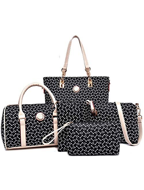 Women Handbag Set 6 Pcs PU Leather Tote Purse Set Multi-purpose Classic Shoulder Bag