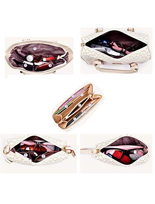 Women Handbag Set 6 Pcs PU Leather Tote Purse Set Multi-purpose Classic Shoulder Bag