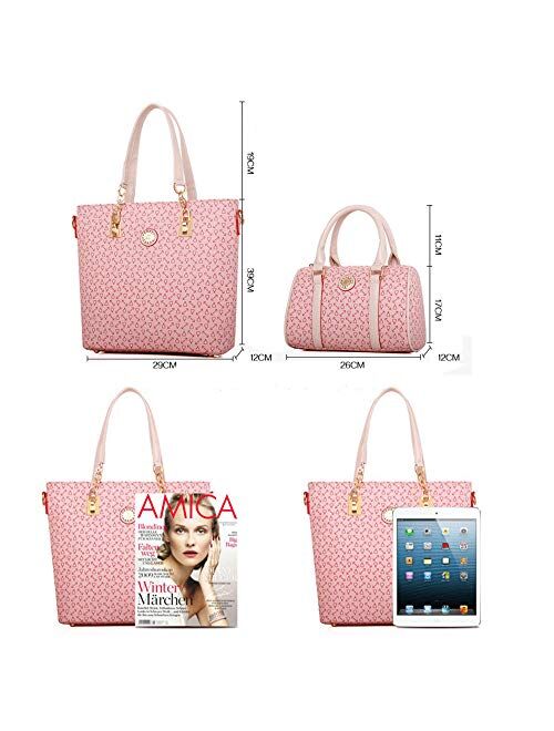 Women Handbag Set 6 Pcs PU Leather Tote Purse Set Multi-purpose Classic Shoulder Bag