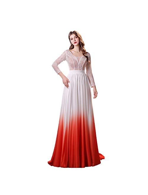 Fairydress Women Lace Gradient Color Bridesmaid Dress See Through Evening Dress Elegant Bandage Party Prom Dress