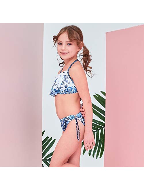 YIXING 2019 New Baby Girl's Swimsuit Kid's Bikini Swimwear Children Pretty Flounce Two-Pieces Swimsuit for Girl Beachwear Age 3-8Years (Color : Aqua, Size : XXL)