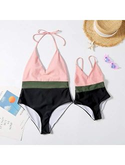 YIXING Flower Mommy and Me Bikini Dresses Clothes Woman Girl's Bath Suit Family Swimwear Mother/Mom Daughter Matching Swimsuits Beach (Color : BNRL A, Size : Mom S)