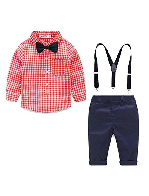Kids Bow Tie and Suspenders Toddler Suspenders with Bow Ties Set Adjustable Elastic Y-Back Strong Clips 2 or 3 Packs