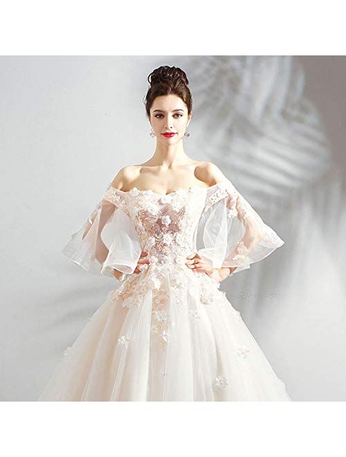 zjyfyfyf Women's Wedding Dress Classic Wedding Dress Women's Elegant Ball Dress Formal Party Bride Prom Gown (Color : White, Size : XX-Large)