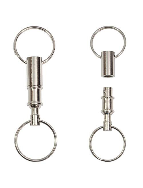 Rongbo 2 Pack Quick Release Detachable Pull Apart Key Rings Keychains,Double Spring Split Snap Seperate Chain Lock Holder Convenient Accessory Gift