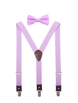 ORSKY Men Boys Bow Tie and Suspenders Set Adjustable Elastic