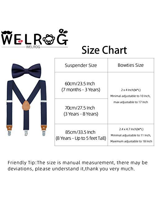 Child Kids Suspender Bowtie Sets - Y Shape Adjustable Suspender with Silk Bowties Gift Idea for Boys and Girls by WELROG