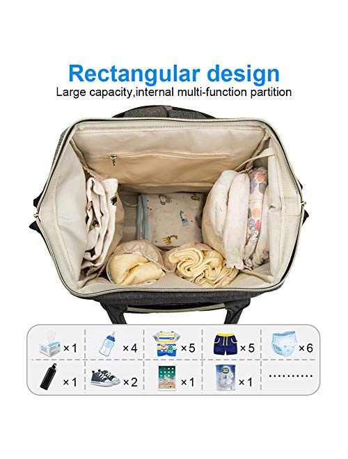Diaper Bag Backpack, Mokaloo Large Baby Bag, Multi-functional Travel Back Pack, Anti-Water Maternity Nappy Bag Changing Bags with Insulated Pockets Stroller Straps and Bu