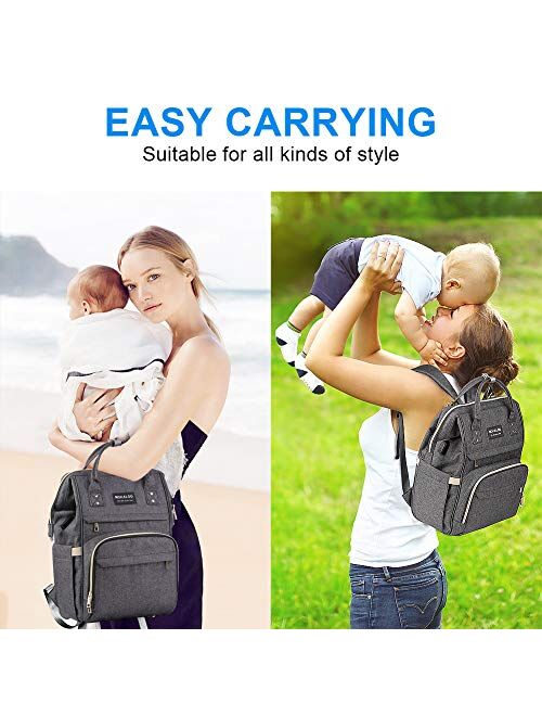 Diaper Bag Backpack, Mokaloo Large Baby Bag, Multi-functional Travel Back Pack, Anti-Water Maternity Nappy Bag Changing Bags with Insulated Pockets Stroller Straps and Bu