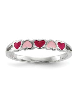 925 Sterling Silver for boys or girls Enameled Love Hearts Ring - Ring Size: 3 to 4