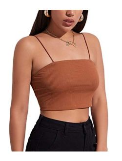 Women's Casual Summer Solid Knit Strapless Basic Crop Bandeau Tube Top