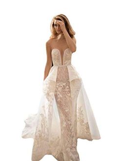 Fenghauvip Sweetheart Wedding Dress Appliques Sash Bridal Gowns with Sweep Train