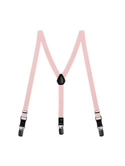 TieMart Boys' Blush Pink Skinny Suspenders