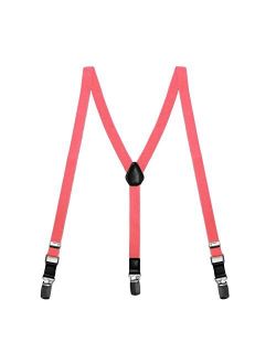 TieMart Boys' Coral Pink Skinny Suspenders