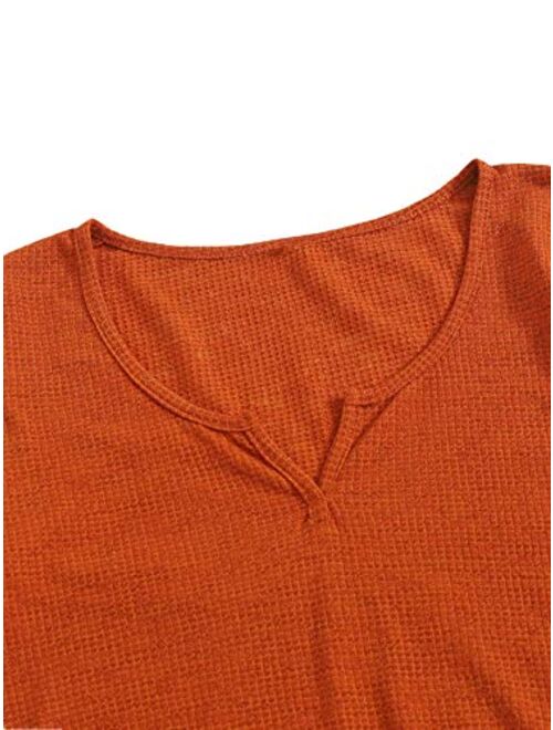 SweatyRocks Women's Solid V Neck Short Sleeve Knit Crop Top Tee Shirts