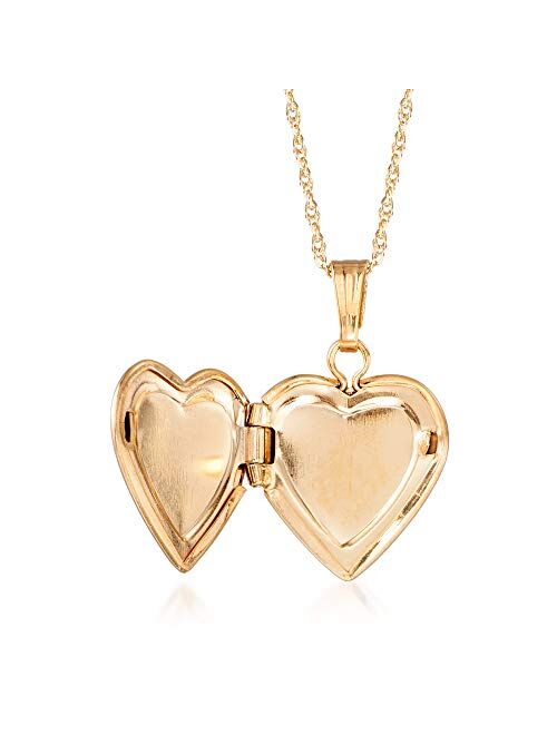 Ross-Simons Child's 14kt Yellow Gold Small Heart Locket Necklace With Diamond Accent. 15 inches