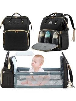DEBUG Baby Diaper Bag Backpack with Changing Station Diaper Bags for Baby Bags for Boys Diaper Bag with Bassinet Bed Mat Pad Girl Men Dad Mom Travel Waterproof Stroller S