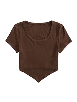 Women's Embroidered Crop Top Short Sleeve T Shirt
