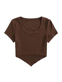 Women's Embroidered Crop Top Short Sleeve T Shirt