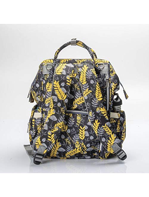 Diaper Bag Backpack KKRAZE Large Capacity Waterproof with Change Pad and Stroller Straps (Black)