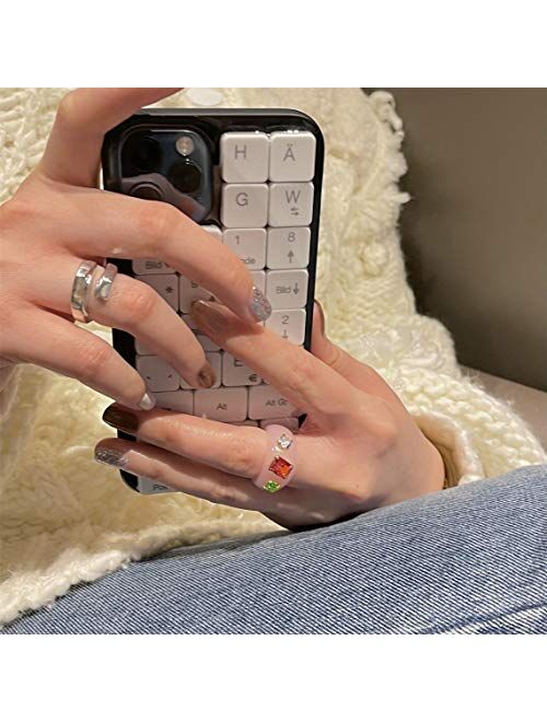 sloong 4pcs Y2K Style Chunky Retro Resin Acrylic Ring Plastic Rings Kids Ring Cute Colorful Candy Ring Finger Ring Jewelry Transparent Handmade Trendy Rings for Women Gir