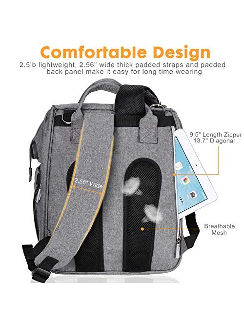 Diaper Bag with Changing Station, Baby Diaper Bag, Diaper Bag Backpack, Baby Bag with Built-in USB Charging Port and Stroller Straps Large Capacity Waterproof (Grey)