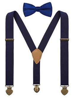 YJDS Boys Suspenders and Bow Tie Set Y Back Vintage 3 Clips