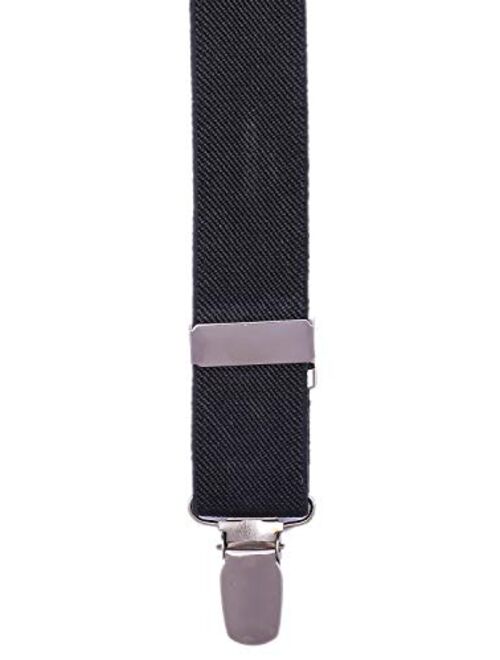 WDSKY Mens Boys Suspenders and Bow Tie Elastic with Leather Y-Back