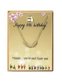 SANNYRA Happy Birthday Gifts Necklace Stainless Steel Bead Necklace Gift for Women Girls 11st 12th 13th 14th 15th 16th 17th 18th 19th 20th 21th 25th 30th