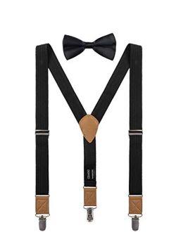 CEAJOO Suspenders for Boys Elastic with Bow Tie