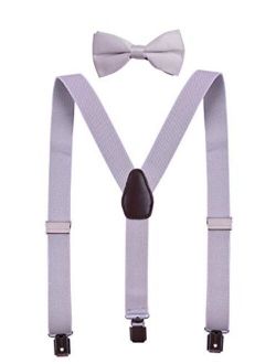 Boolavard Braces/Suspenders One Size Fully Adjustable Y Shaped with Strong Clips 
