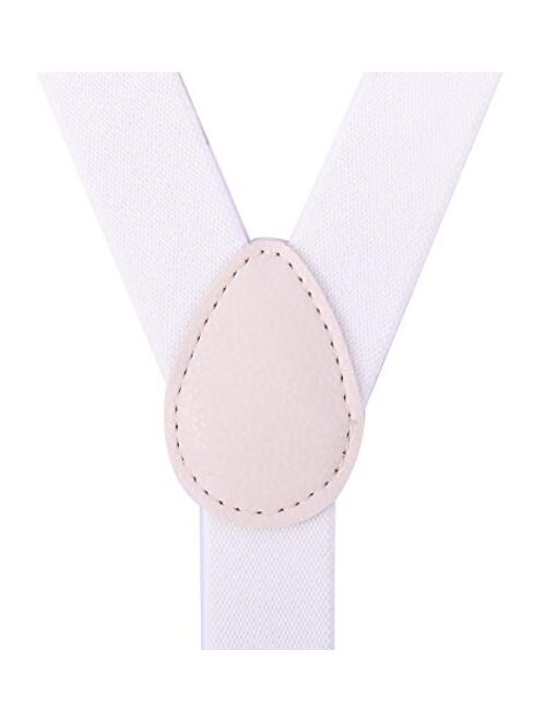 PZLE Men's Boys' Bow tie and Suspenders Set Adjustable Elastic