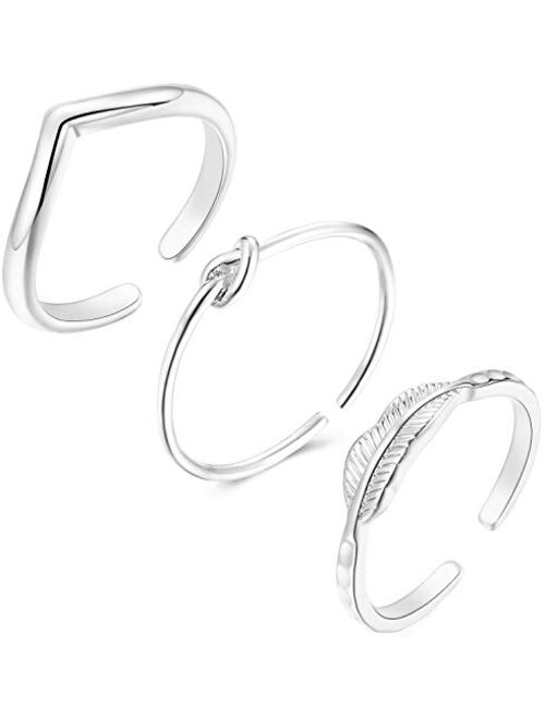 Dcfywl731 10PCS Rings for Teen Girls,Arrow Knot Wave Open Rings Kunckle Stackable Thumb Finger Rings Set for Teen Girls Hypoallergenic Sandals Jewelry