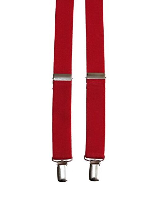 Tuxgear Mens Matching Adjustable Suspender and Bow Tie Sets in True Red