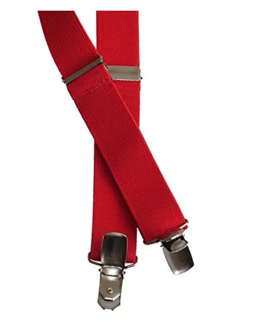 Tuxgear Mens Matching Adjustable Suspender and Bow Tie Sets in True Red