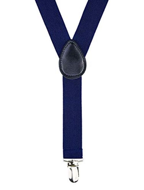 Retreez Boy's Suspender Bow Tie Set Tartan Plaid Styles Woven Pre-Tied Bow Tie