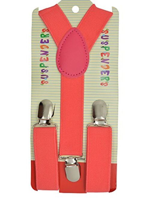 CUTE Baby Toddler Kids Children Boys"Coral" Plain Elastic Suspender & Bow Tie Set