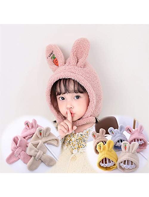 PDGJG Cute Rabbit Ears Baby Hat Scarf Winter Warm Baby Girls Boys Hat Bonnet Bunny Ears Soft Kids Hat Beanie Children Cap (Color : B)