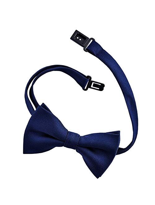 Retreez Boy's Suspender Bow Tie Set Solid Color Square Textured Pre-Tied Bow Tie