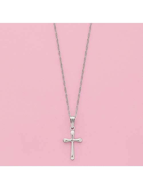 Ross-Simons Child's 14kt White Gold Cross Pendant Necklace. 15 inches
