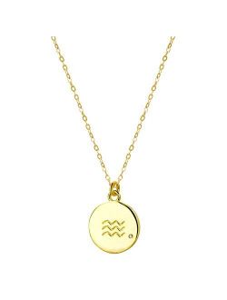 HOTIE Constellation Necklace for Women Girls - 18K Gold Plated Dainty Round Pendant Necklace Jewelry Gift