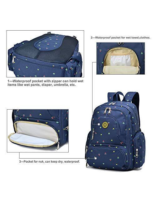 Qimiaobaby diaper bag backpack, multifunctional and large-capacity travel diaper storage bag