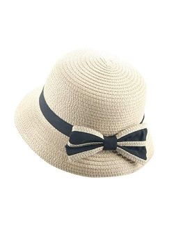 ZYYJ Ylqlbs Straw Hat Kids Hat Boy Girls Cute Hats Baby Breathable Bow Cap Summer Baby Hat Cap Children Breathable Hat (Color : Coffee)