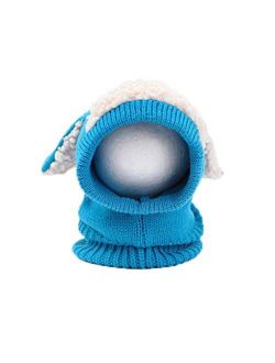 WZHZJ Autumn Winter Warm Cute Baby Knit Beanie Sheep Hat Cotton Scarf Earflap Knitted Cloaks Woollen Caps
