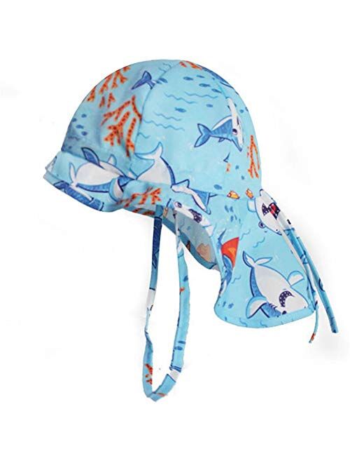 Hat Baby Child Breathable Neck Beach Sunscreen Anti-UPF Outdoor Cap Suitable for Boys and Girls Accessories (Color : Blue, Size : 49)