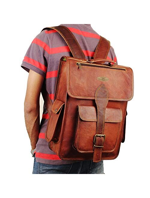 HULSH 16 Inch Genuine Leather Backpack for Women and Mens Leather backpack and Leather laptop backpack for Women | Leather backpack for men Perfect mens backpack for dail