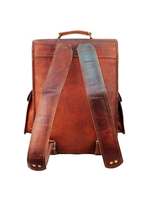 HULSH 16 Inch Genuine Leather Backpack for Women and Mens Leather backpack and Leather laptop backpack for Women | Leather backpack for men Perfect mens backpack for dail