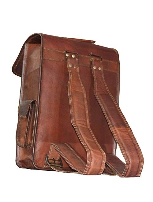 16" Vintage leather Backpack Laptop Messenger Bag Lightweight School College Rucksack Sling for Men Women