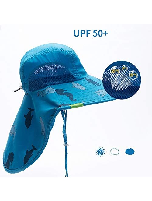 Baby Boys Girls Sun Protection Swim Hat Children Sunscreen Hat Outdoors Cap Unisex Leisure Summer Cap for Children (Color : Sky Blue, Size : 10 Years to 18 Years)